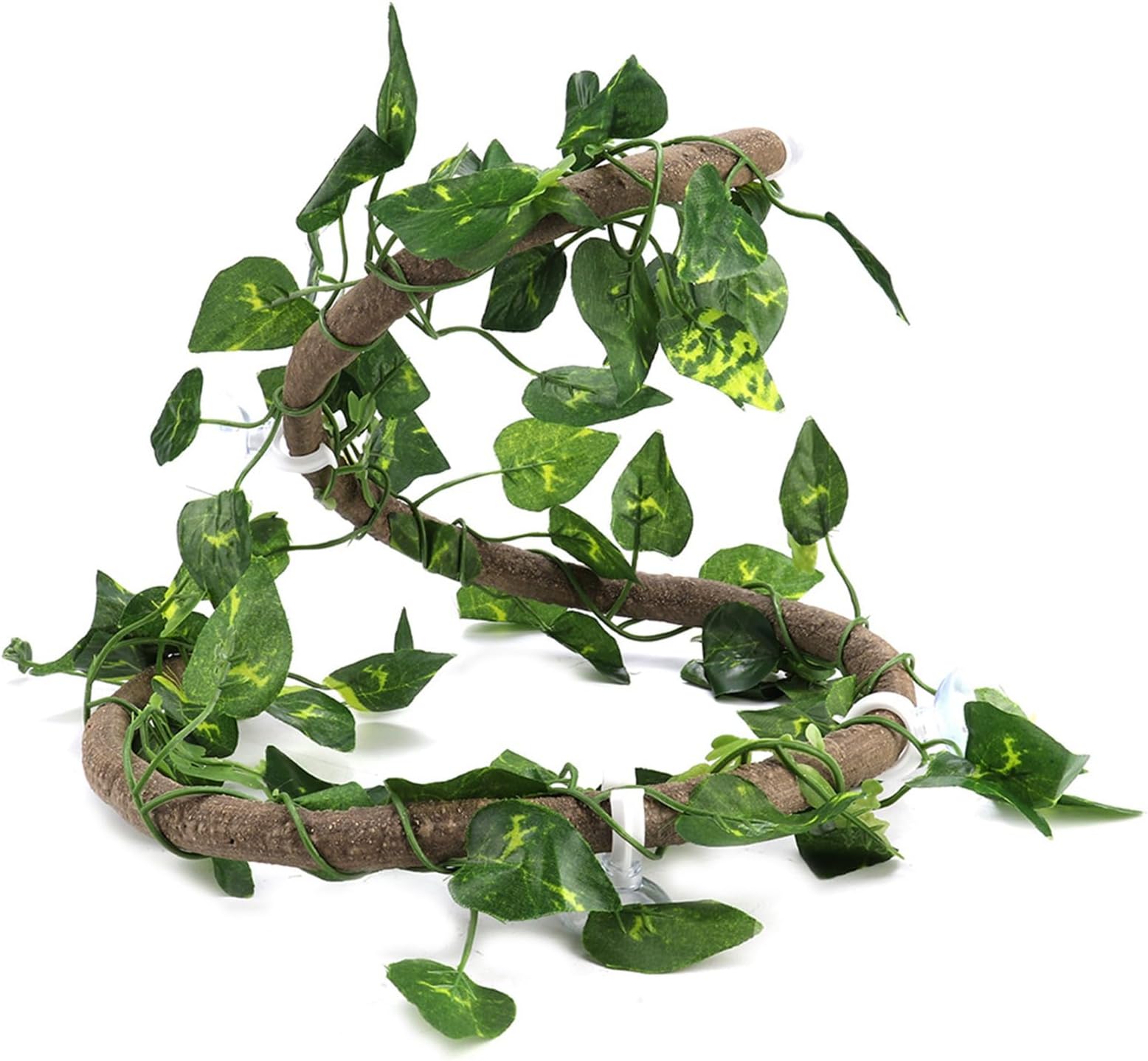 GLOGLOW Lizard Climbing Branch 1m Bendable Jungle Vine with Suction Cups, Reptile Decor for Geckos Tree Frogs in Terrariums, Flexible Customisable Design for Arboreal Pets (Rattan + green radish