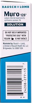 Muro 128 Solution Sodium Chloride Hypertonicity Ophthalmic Solution 5%, Temporary Relief of Corneal Edema, 0.5 fl oz (15 mL) (Pack of 2)