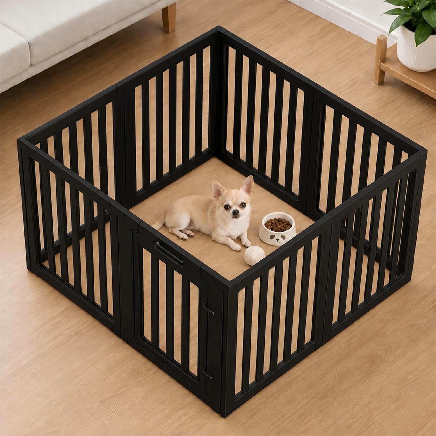 EVERFRONT Dog Playpen Indoor, Puppy Playpen, Black 30" H, 8 Panels