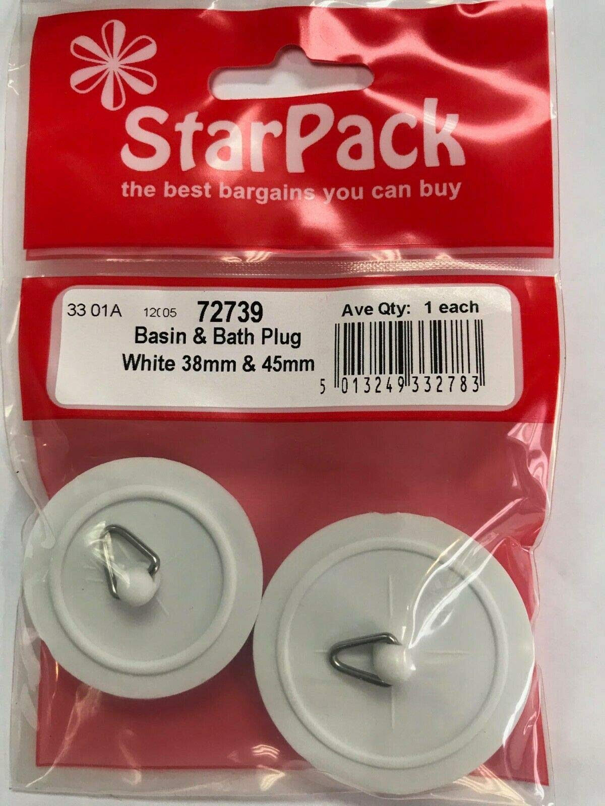 Bulk Hardware Starpack Bath Basin Sink Plug White