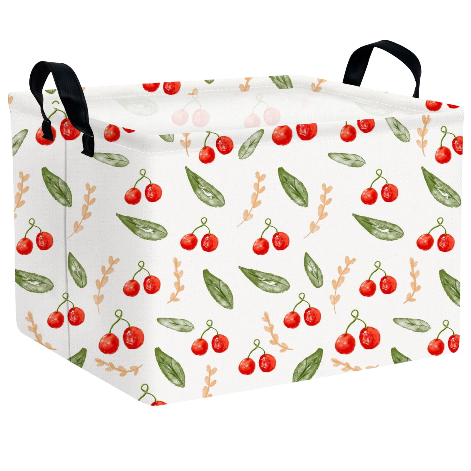 Kid Cute Rectangle Storage Basket Baby Toy Clothes Storage Bin Nursery Playroom Bedroom Decor Basket (Painted Cherry)