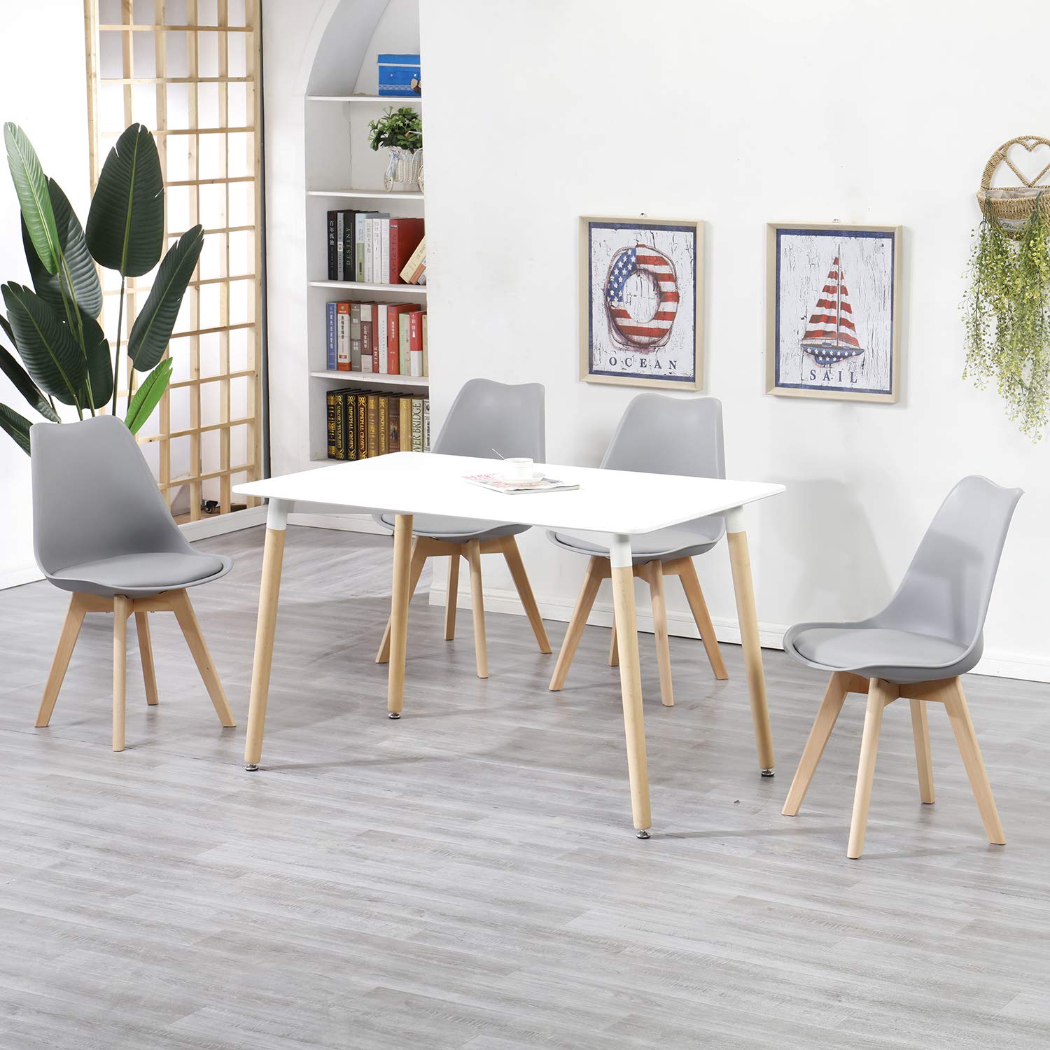 Set 6 sedie grigie sala da pranzo Sedie Soggiorno 6 Sedie Tavolo da Pranzo Sedie Cucina Moderne,Per Arredo Sala da Pranzo,Cucina e Ufficio,con Seduta Imbottita e Gambe in Legno di Faggio,Grigie
