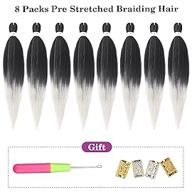 Beyond Beauty Braiding Hair pre stretched, Braids Synthetic Fiber Ombre Yaki Texture, Natural Easy Twist Braids Crochet Hair Hot Water Setting hair extensions