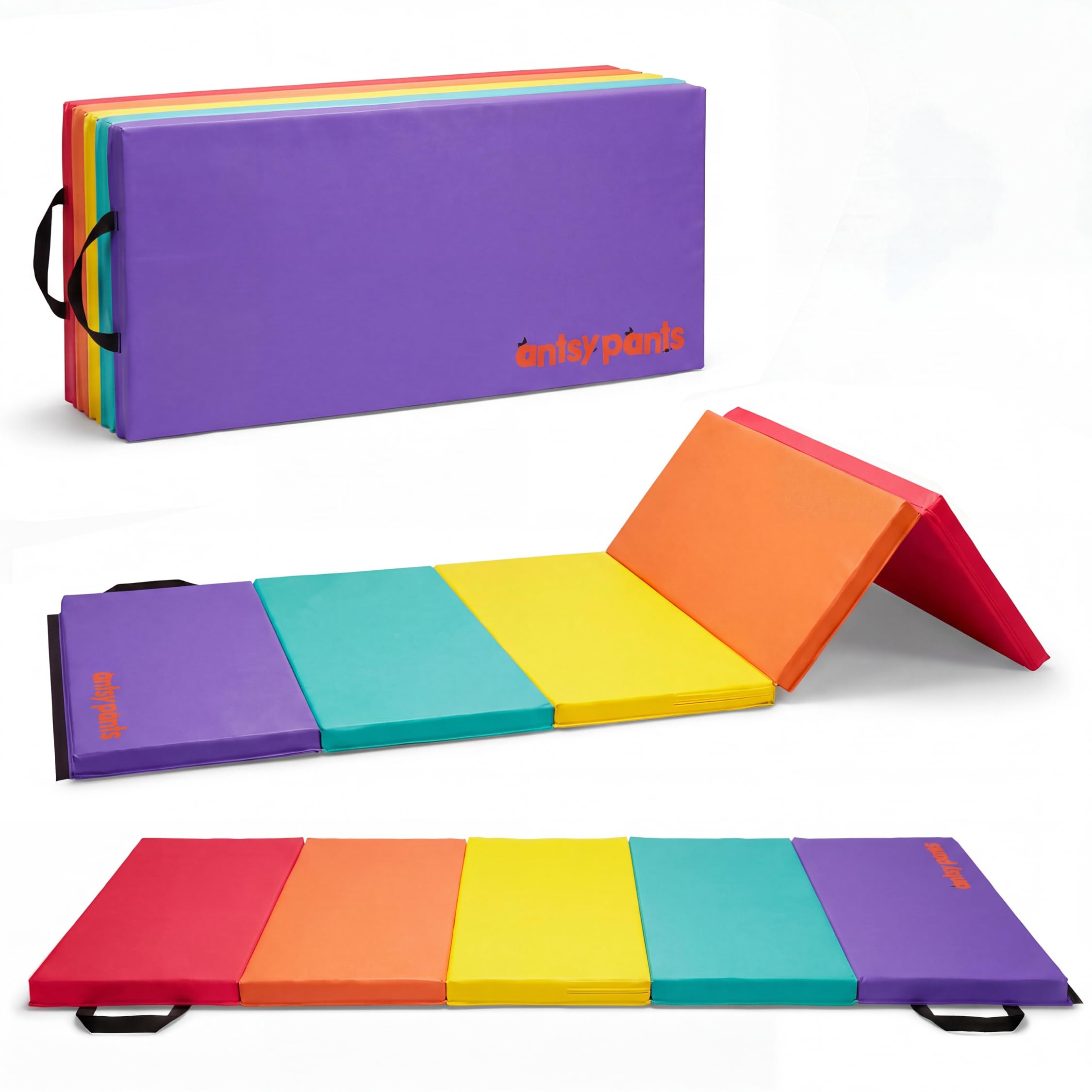 Flybar Gymnastics Mat – Easy to Clean, Sturdy, Foldable Tumbling Mat for Kids, Padded, Lightweight, Portable, Carrying Handle