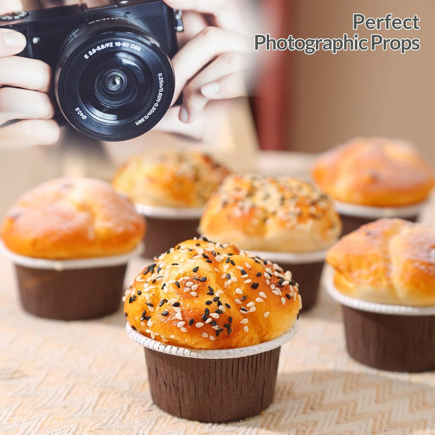 Fake Cupcakes, Artificial Cupcakes for Display, Realistic Fake Food, Artificial Cake Fake Desserts Pastries for Decoration, Decorative Faux Cakes Set C 6 Pack - Image 7