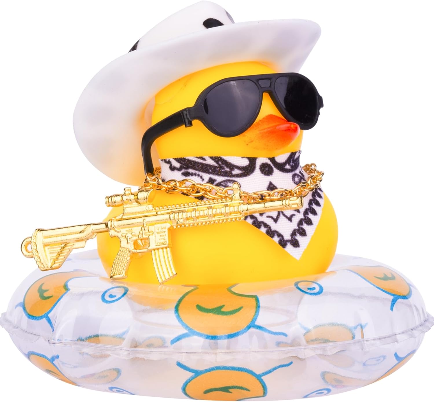 Cofubcad Car Rubber Duck Dashboard Decoration Colorful Duck Car Ornaments With Special Props Mini Swim Ring Sunglasses Cowboy Or Sun Hat(A38)