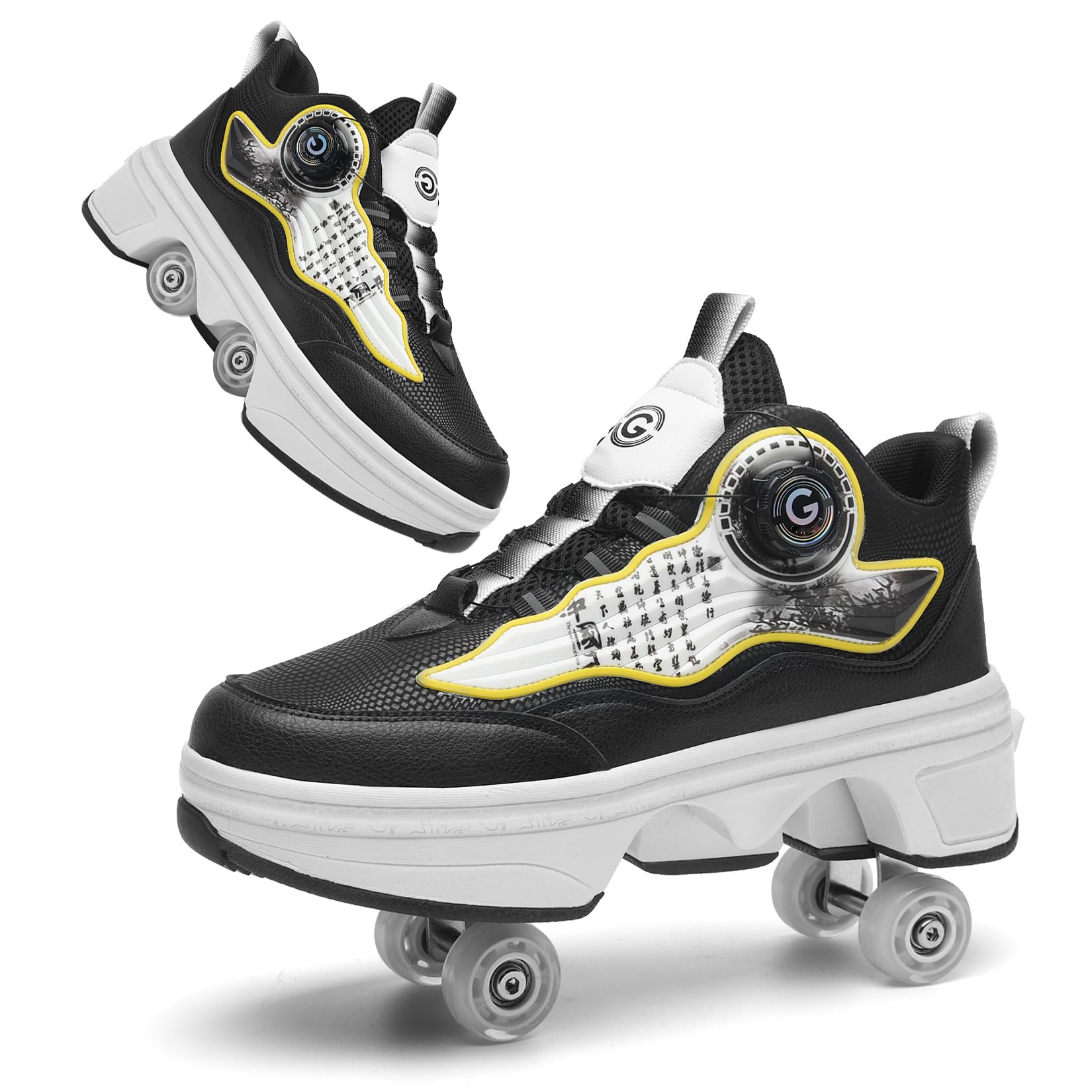 Schuhe mit Rollen – Sneaker 4 Rollen, Rollschuhe Skateboard Schuhe für Mädchen Jungen Damen Kinder Skate Shoes Sportlich Sneaker mit Verstecktes Räder Party Geburtstag Weihnachten