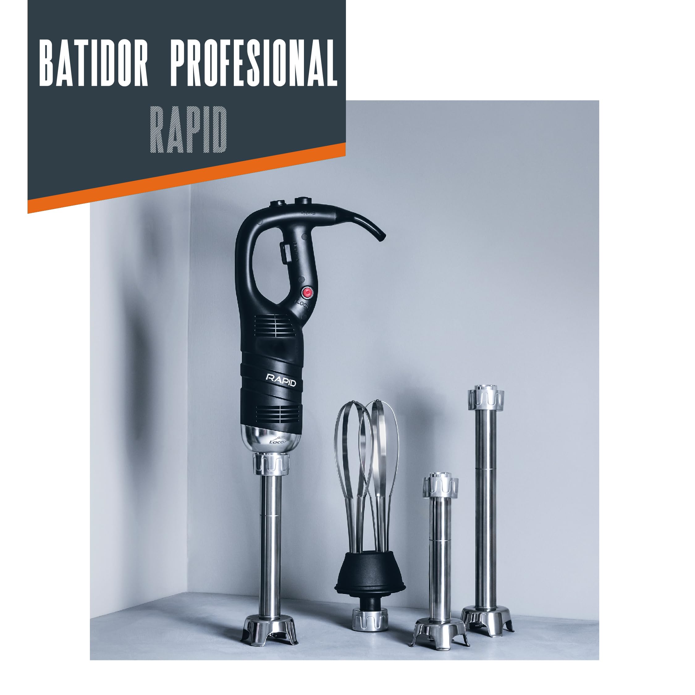 Lacor 69933 - Batidor profesional Rapid, con Brazo Triturador - Cocina | En acero inoxidable, para montar, emulsionar y mezclar; ideal para cocina profesional y uso diario en casa, para el día a día