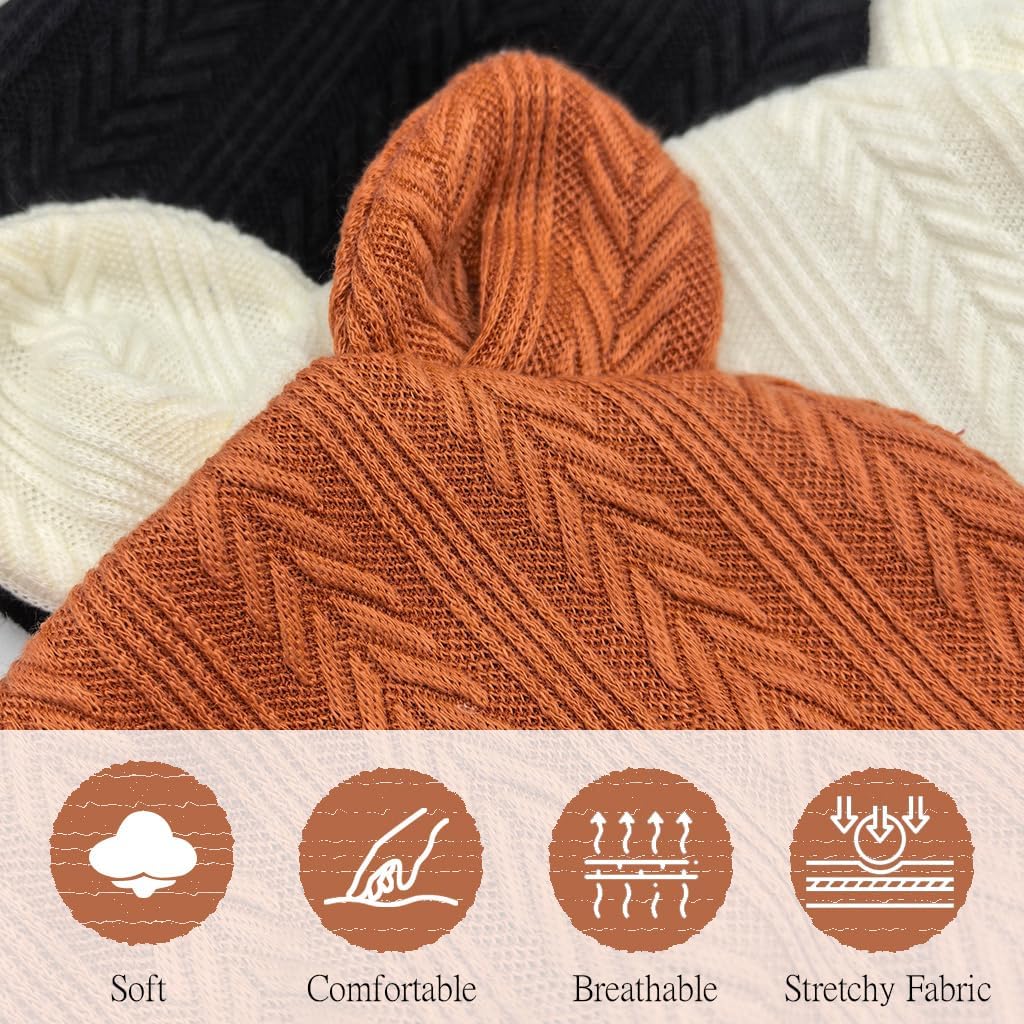 Bear Ears Baby Hats and Mittens for Newborn Baby Boys Girls Infant Hospital Beanie Caps, 0-3 Months