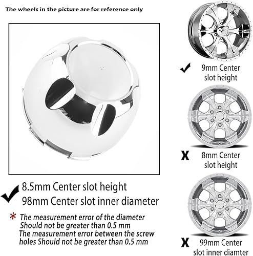 Miniatura 5 de 4 tapas centrales de rueda de 3.976 in (3.98 pulgadas) para Helo Maxx de repuesto de 6 llantas 789K101 X1834147-9SF (cromo, interior de 3.86