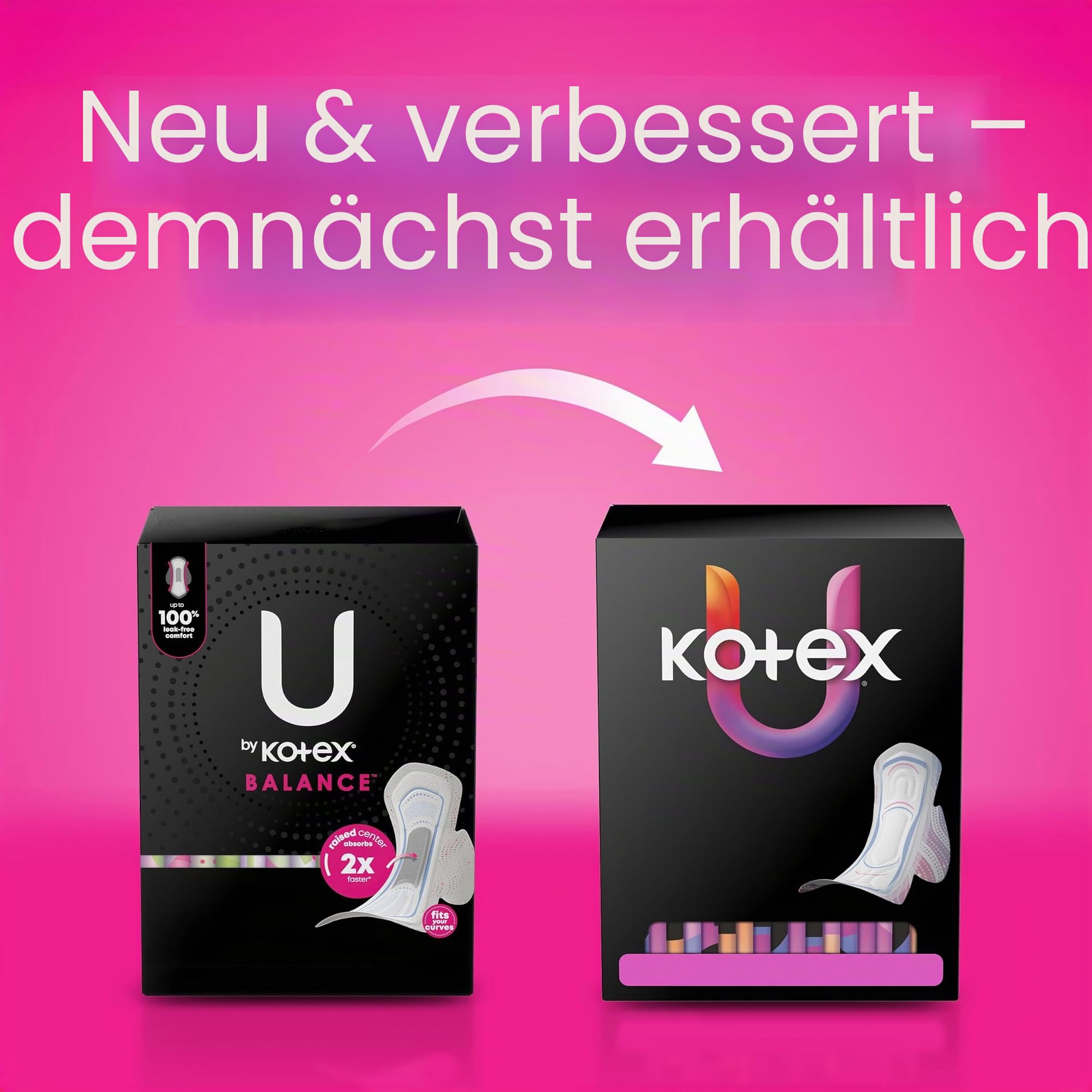 U by Kotex Balance Ultradünne Pads mit Flügeln, starke Saugfähigkeit, 46 Stück (Verpackung kann variieren)