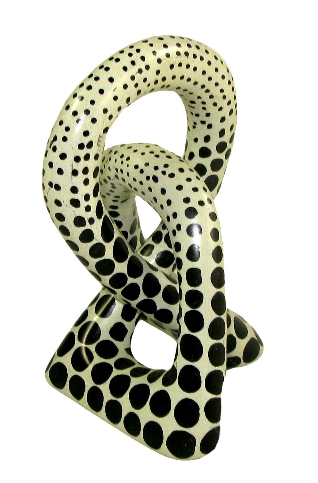 The Friendly Trading Co Black Eternal Love Knot Handcrafted In Stone - Dream Dots Design 10Cm - Fair Trade