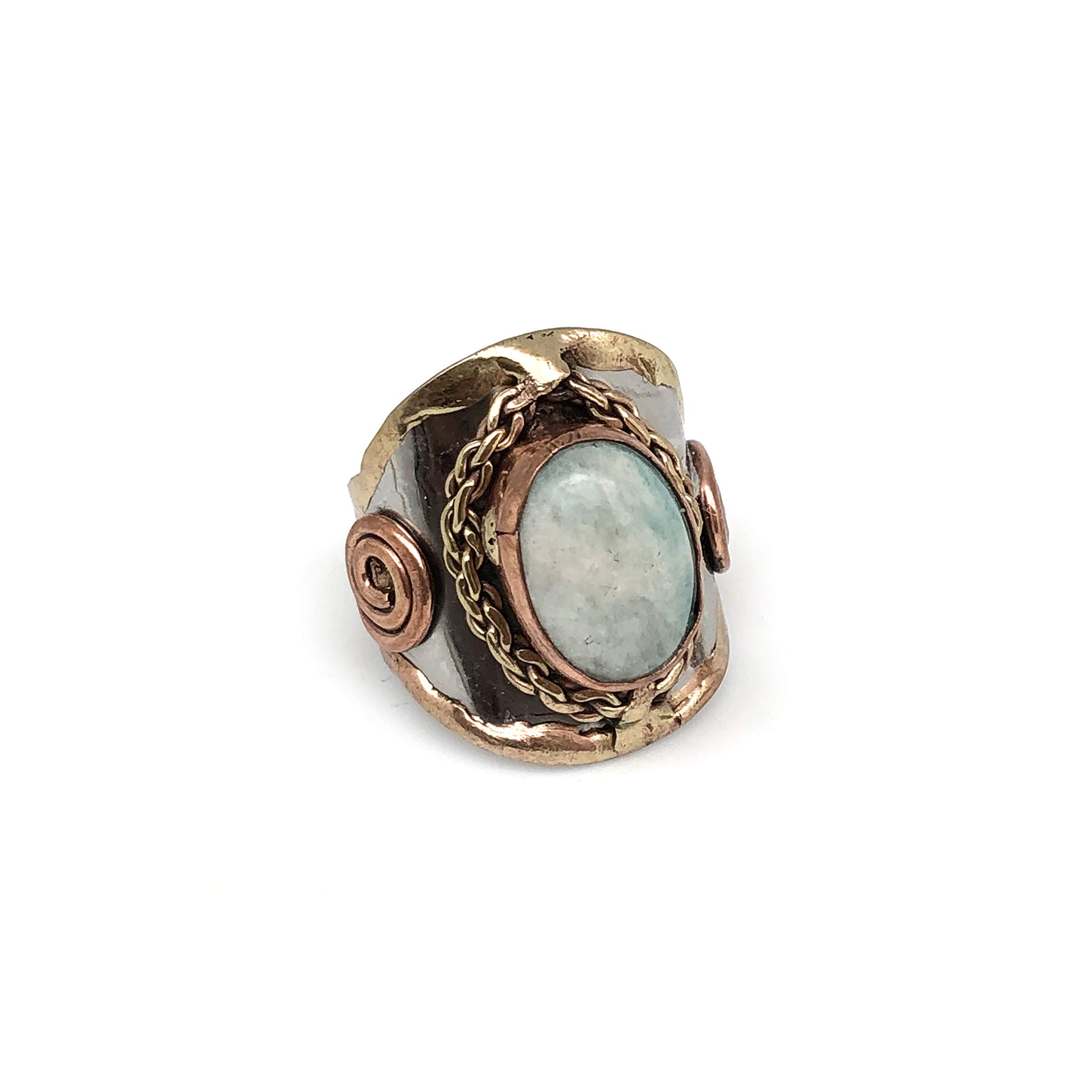 Janya Collection Mixed Metal Cuff Ring with Amazonite Stone