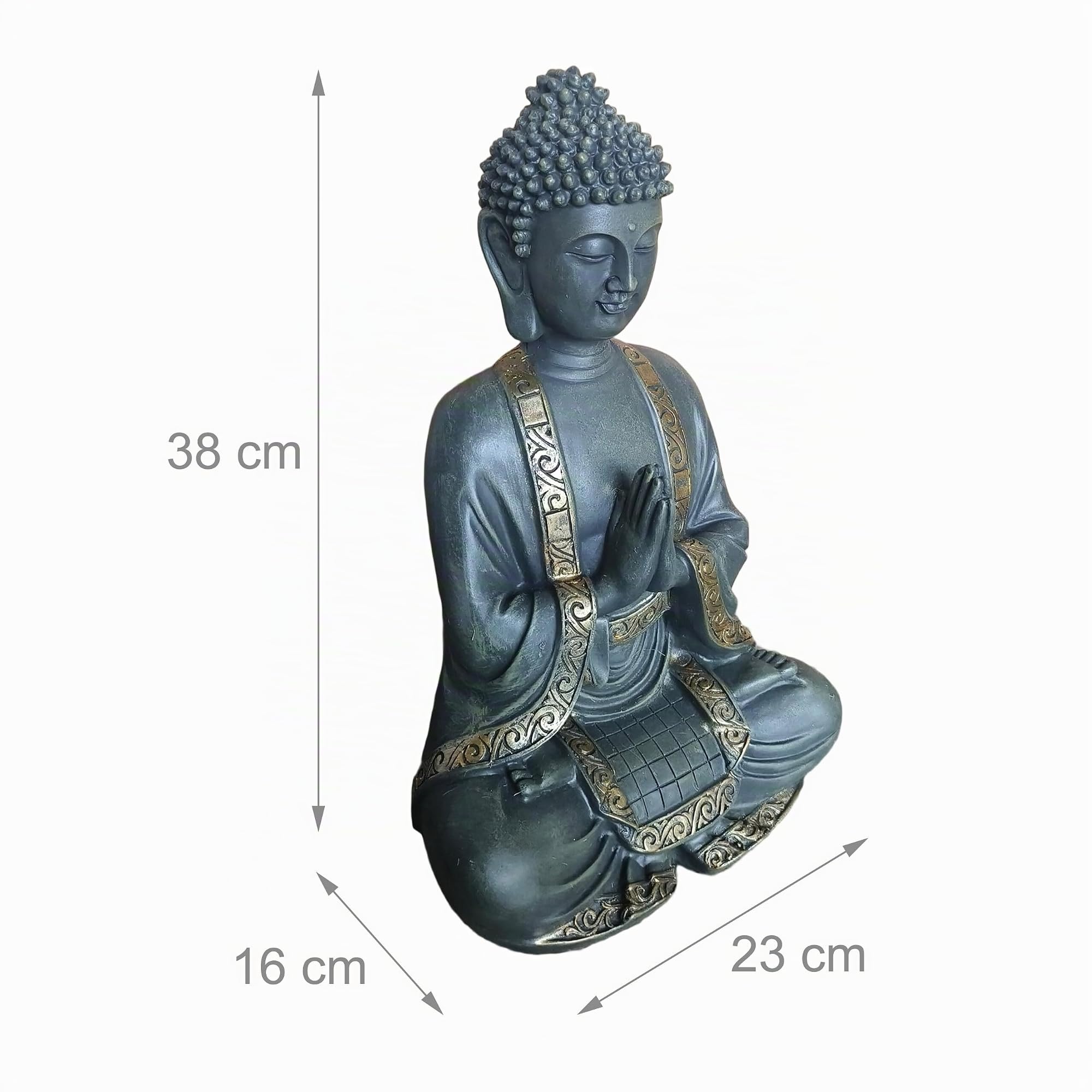 Relaxdays Statua di Buddha in Preghiera, 38 cm, Giardino e Soggiorno, Resistente alle intemperie