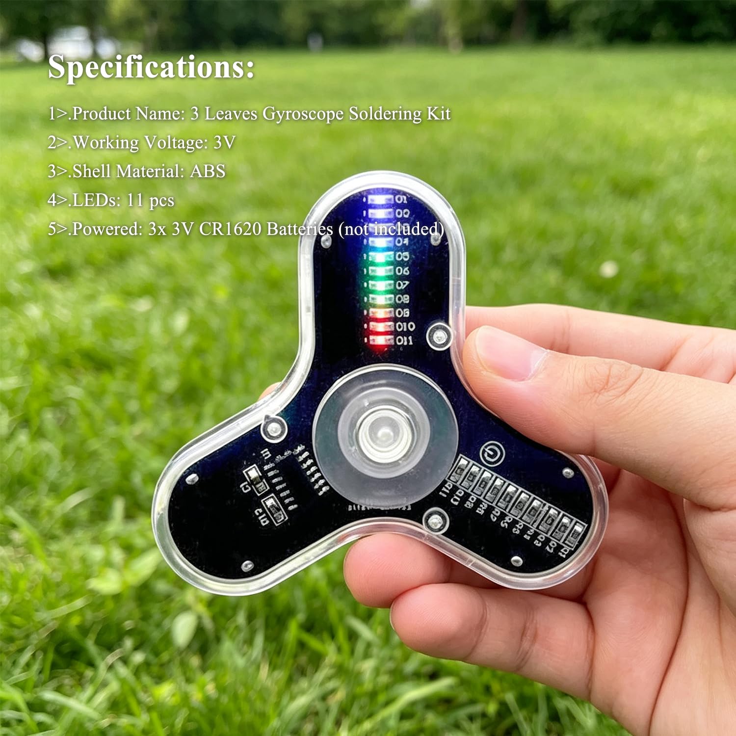 Kit de giroscopio giratorio LED de 3 hojas, kit de soldadura para proyectos electrónicos, kit de práctica de soldadura para niños y adultos ISolderStore
