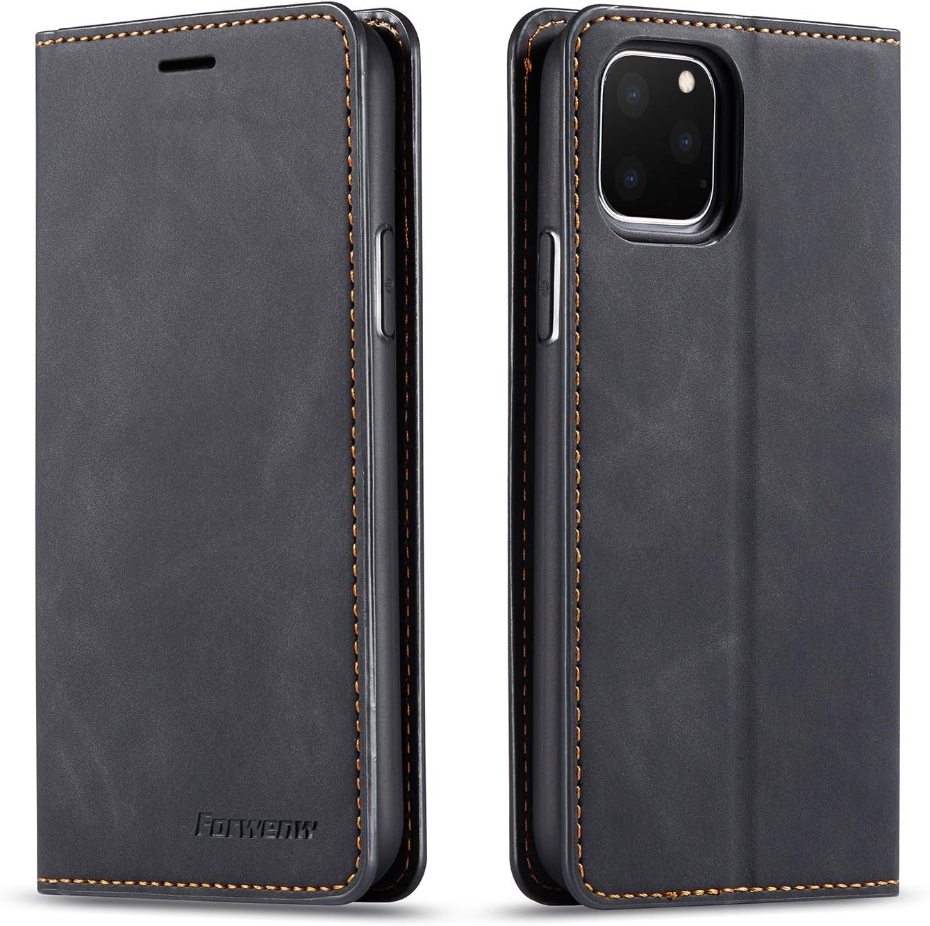 QLTYPRI Case for iPhone 11 Pro Max, Premium PU Leather Cover TPU Bumper with Card Holder Kickstand Hidden Magnetic Adsorption Shockproof Flip Wallet Case for iPhone 11 Pro Max (6.5 inch) - Black