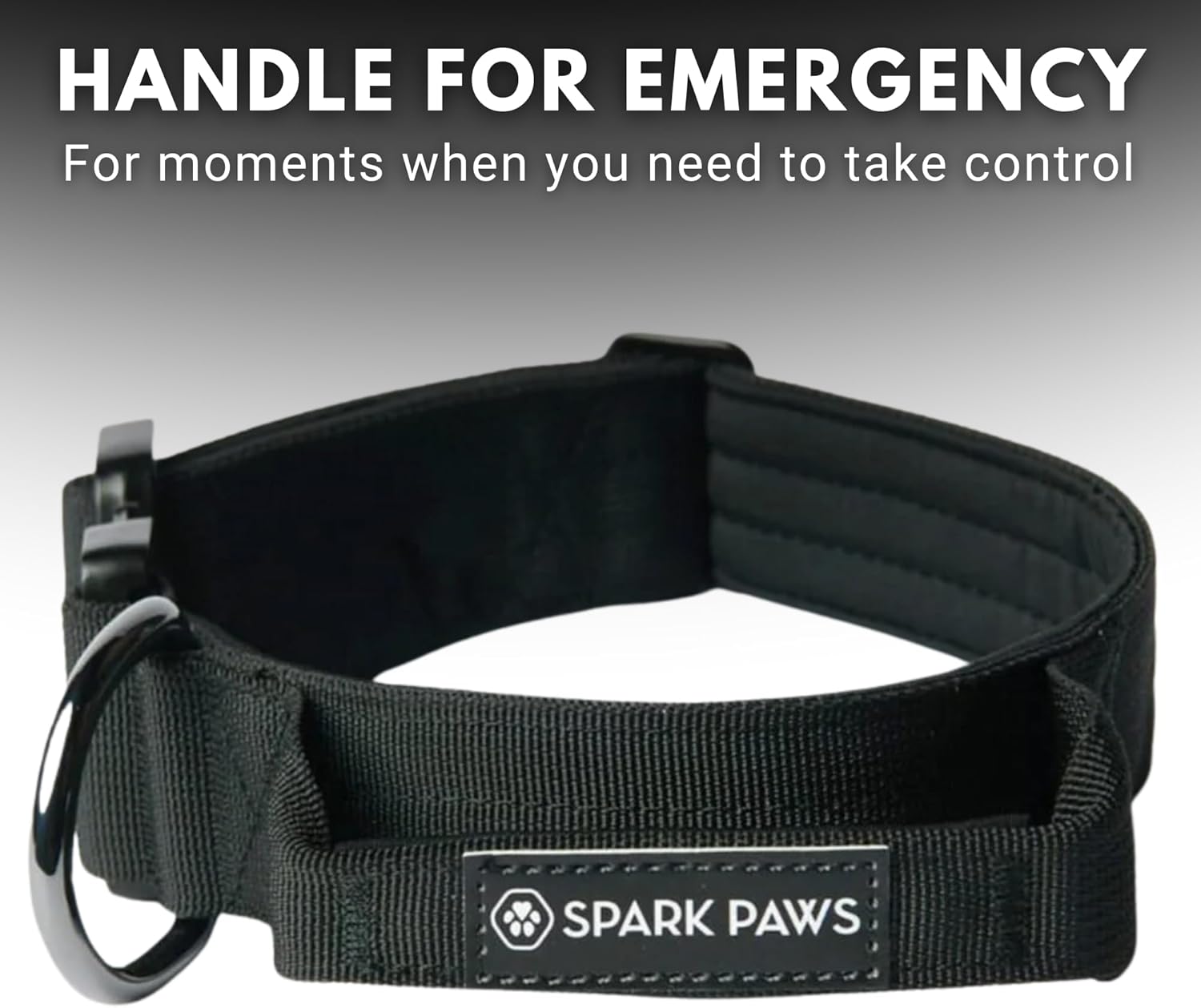 Spark Paws Tactical Dog Collar - Heavy Duty, Premium Quality, Thick and Durable for Large and Medium Dogs - Black - L - 1.5"