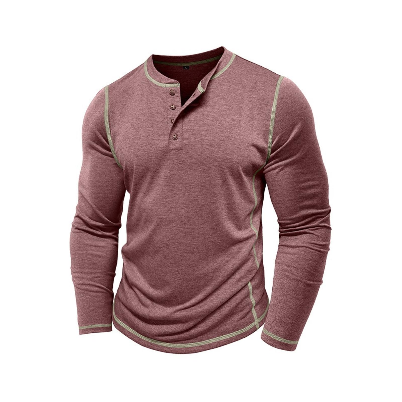 LAOARA T Shirt Uomo Maglietta Manica Lunga Cotone Slim Fit Henley Tshirt Maglia Bottone Magliette M-2XL