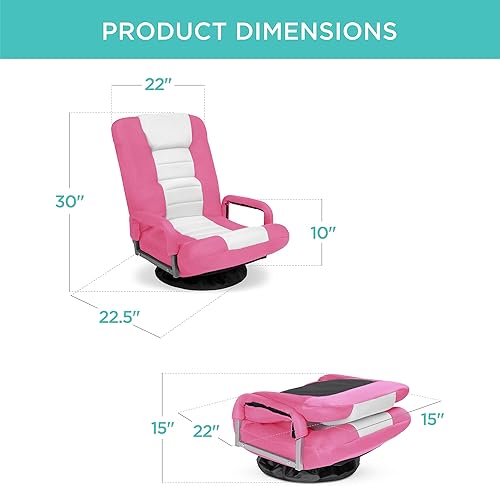 Miniatura 2 de Best Choice Products Silla giratoria para videojuegos de 360 grados, multiusos, para TV, lectura, jugar videojuegos, con soporte lumbar, asas de