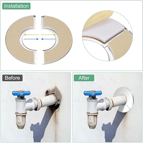 Miniatura 4 de Paquete de 2 bridas divididas de pared, para tubo de 2 pulgadas1.969 in OD 304, placa de escudo de acero inoxidable 304, placas redondas