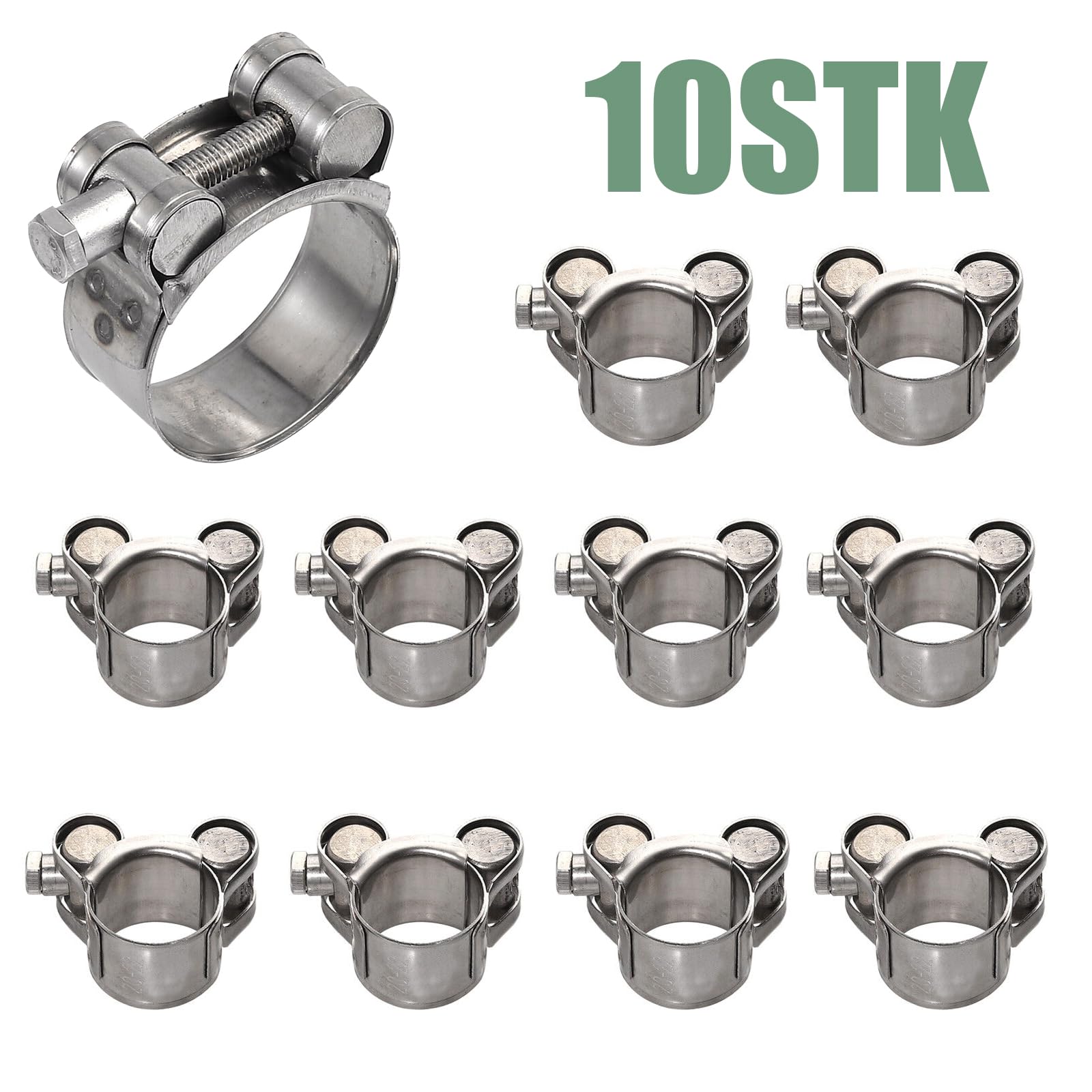Bohaner Hose Clamps, Pack of 10, 32-35 mm, Joint Bolt Clamp, Stainless Steel, 304 Hose Clamps, Clamps, Clamping Jaw Clamps - Image 3