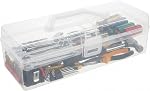 VALICLUD Transparent Plastic Tool Box with Handle 11.61X3.74X3.42In Multi-Purpose Storage Organizer for Craft Sewing Supplies and Diy Projects