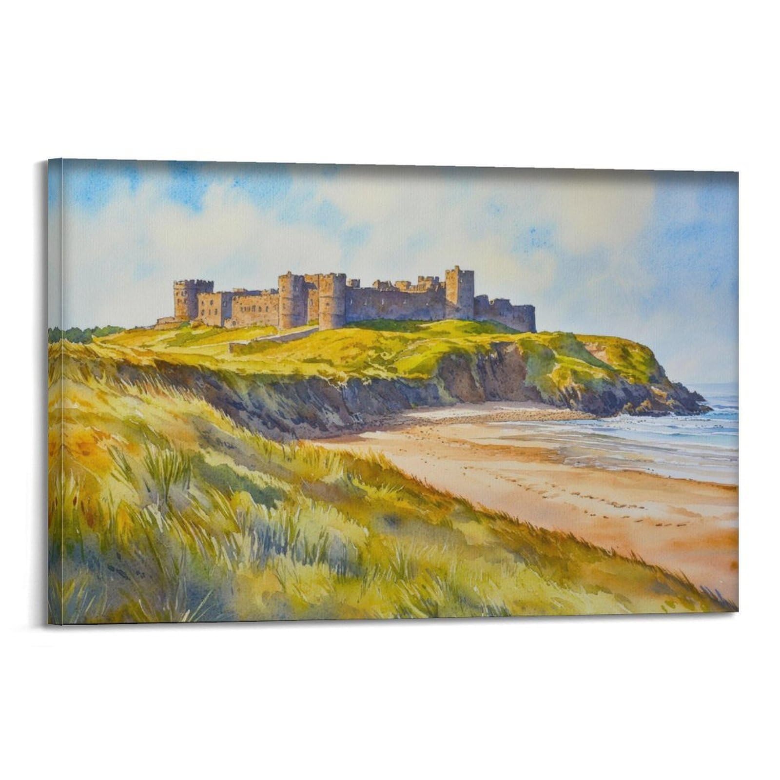 xiaoxiaoshen Bamburgh Castle Northumberland Travel England Coastal History 1 Canvas Poster Wall Art Prints Room Aesthetic Murals Bedroom And Living Decorations 08x12inch(20x30cm)