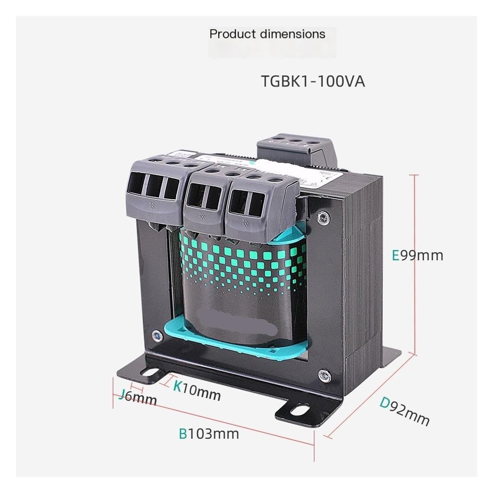 Trasformatore di controllo di isolamento monofase TGBK1-100VA, trasformatore for macchine utensili industriali 220/380 V for automazione CNC(380V,36V)