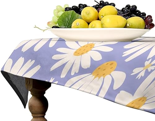 Miniatura 172 de Mantel floral hippie, diseño retro de los años 70, naranja, rosa, azul, floral, bohemio, estampado estético de margaritas, para fiesta, picnic