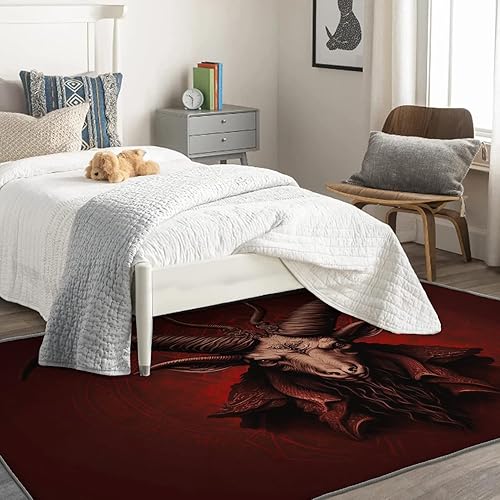 Miniatura 2 de Baphomet - Alfombra de área de 3 x 4, alfombra demoníaca, alfombras lavables para decoración de sala de estar y dormitorio, alfombra suave