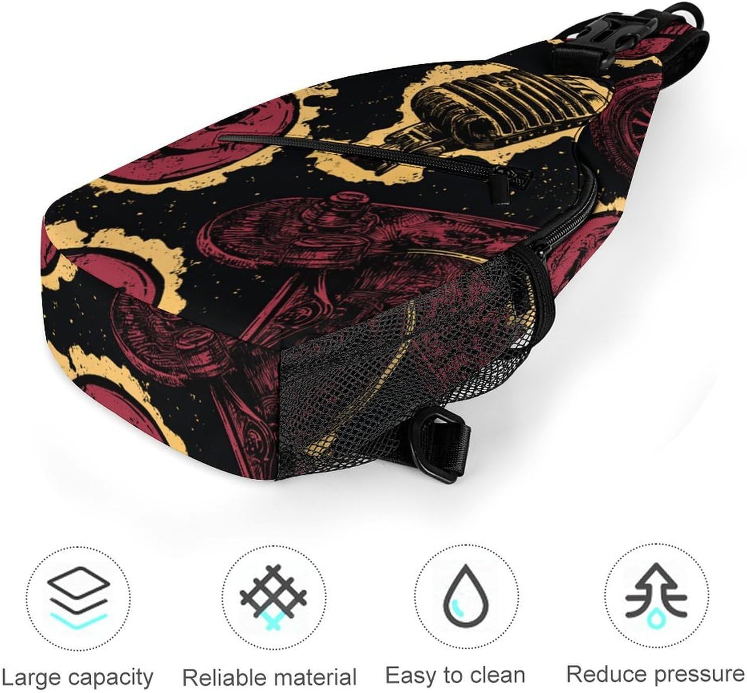 Art Stickers Sling Crossbody Bag Lightweight Chest Shoulder Backpack for Outdoor Sports