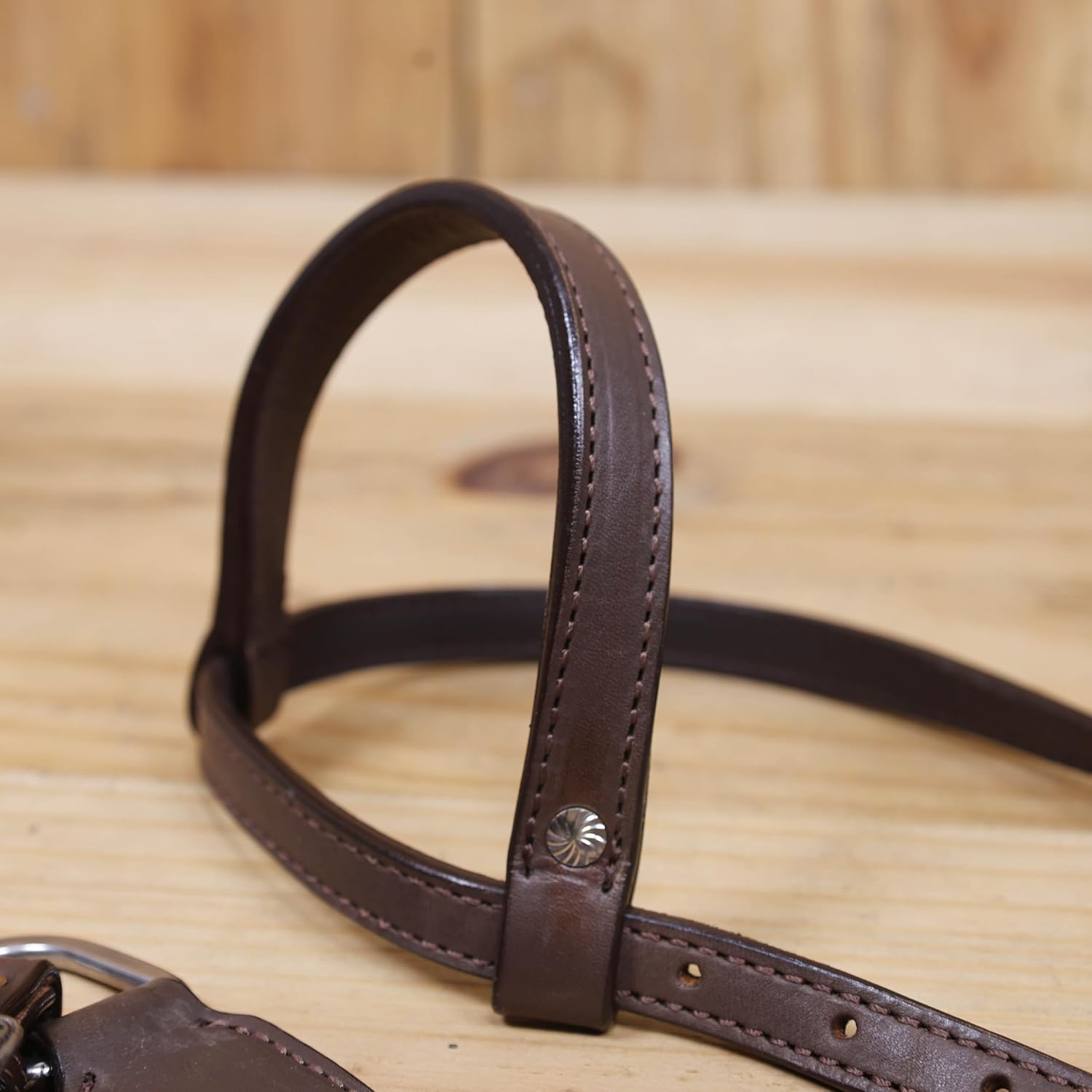 Plain Headstall for Horses, Brown Argentina Cow Leather, Handmade Horse Tack with Nickel Hardware, Classic Western Bridle, Full Horse Size