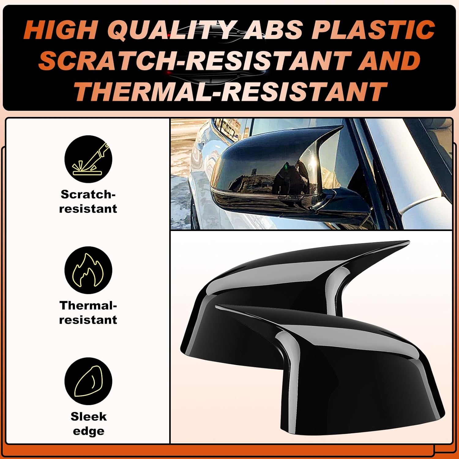 ACLONG Glossy Black Mirror Cover Caps Rearview Side Mirror Covers Fit for BMW X3/G01 X4/G02 X5/G05 X7/G07 2019-2025 X6/G06 2020-2025 Left Driver Side Right Passenger Side-2 PCS