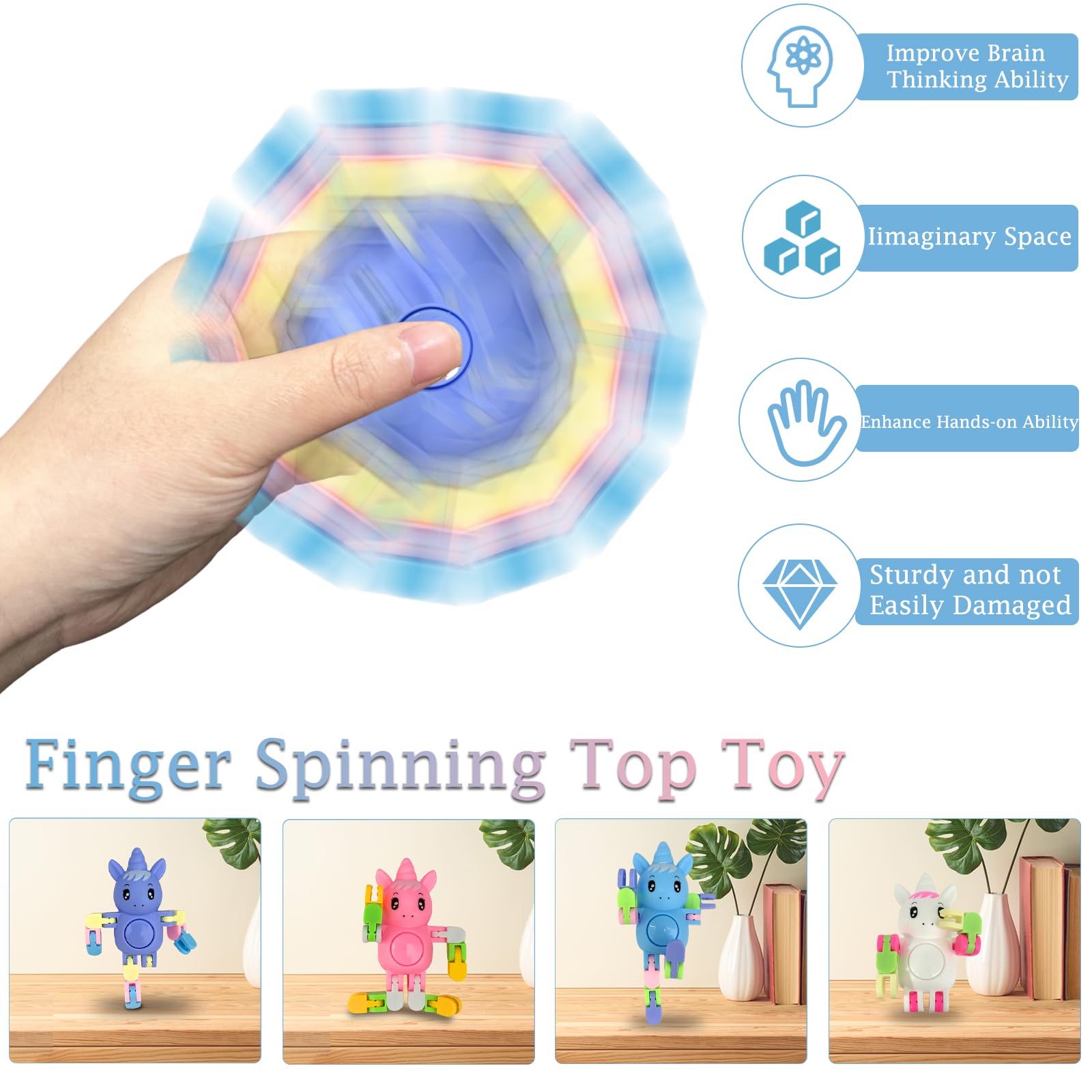 Felicify Fidget Spinners, 8PCS Unicorn Fidget Toys for Kids Unicorn Hand Spinners - Image 3