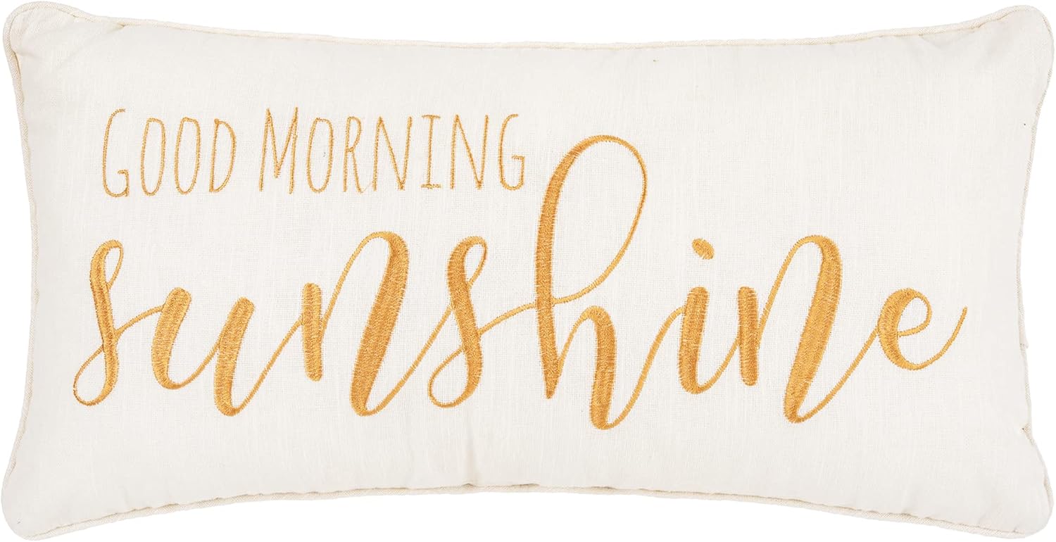C&F Home Good Morning Sunshine Embroidered Throw Pillow 24" x 12" White