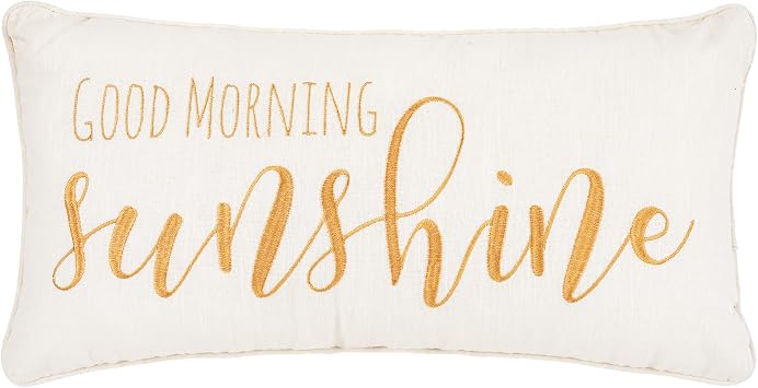C&F Home "Good Morning Sunshine Cotton Blend Lumbar Accent Pillow 12" x 24" Versatile Summer Home Living Room Sofa Couch Chair Bed Bedroom Decor Decoration 24" x 12" White