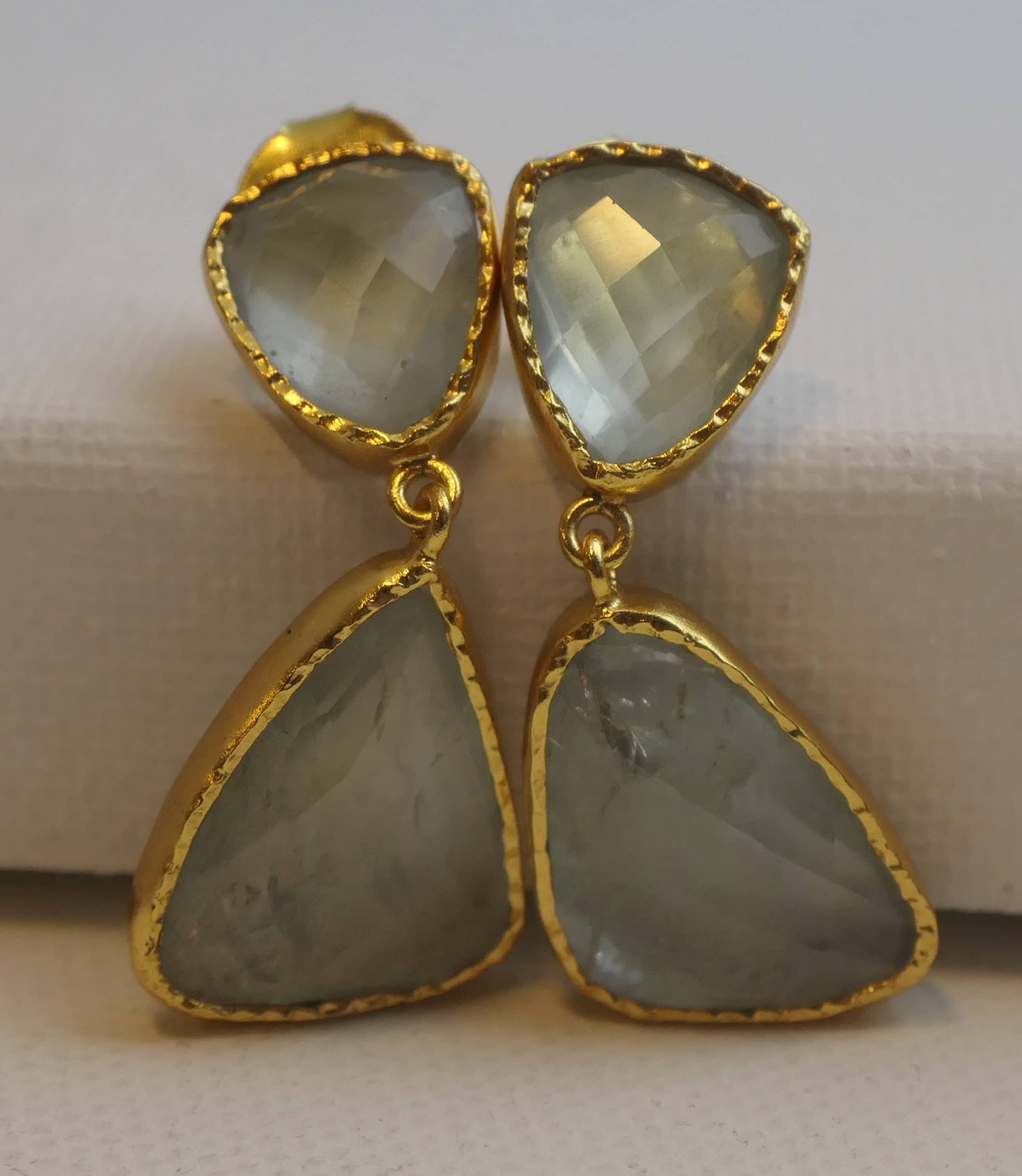 Pendientes de Plata 925 con Baño de Oro Aguamarina