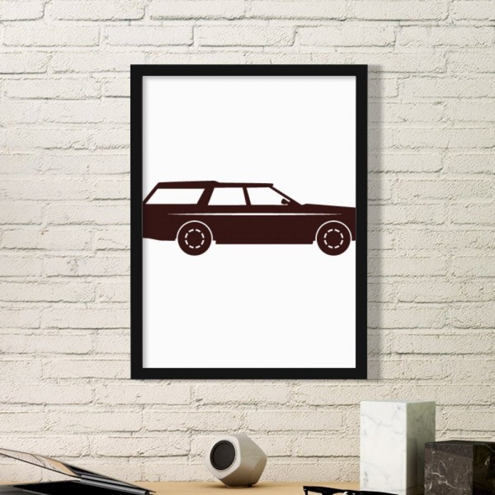 Peinture voiture géométrique et cadre en bois noir de qualité
