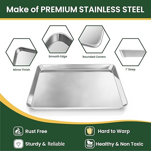 Miniatura 3 de Fire More Juego de bandeja para hornear de 12 pulgadas con rejilla de enfriamiento bandeja para hornear + estante para hornear, bandejas de acero