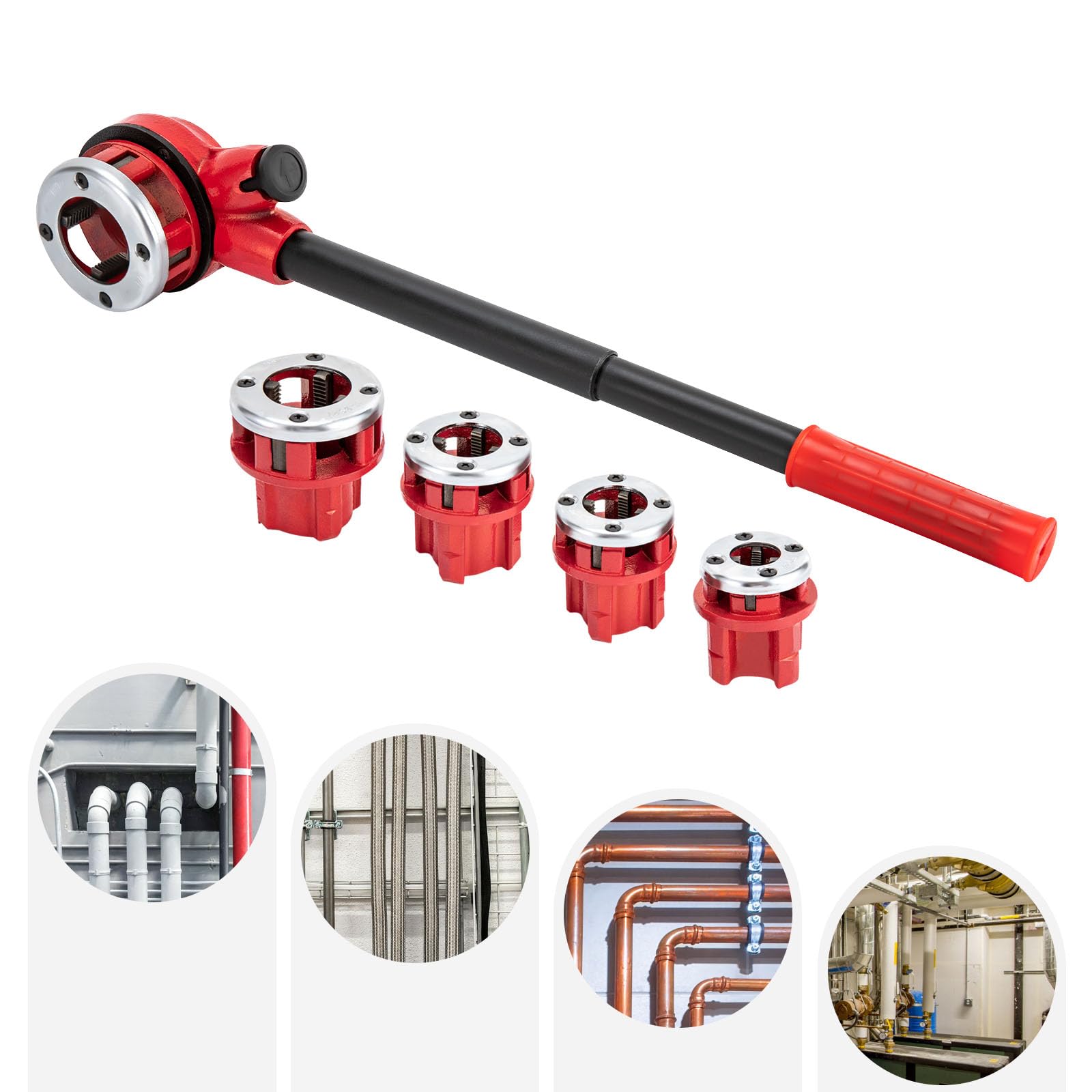 Lot de 5 coupe-tubes avec rallonge à cliquet - Pour la fabrication de nouveaux filetages ou la réparation de filetages endommagés