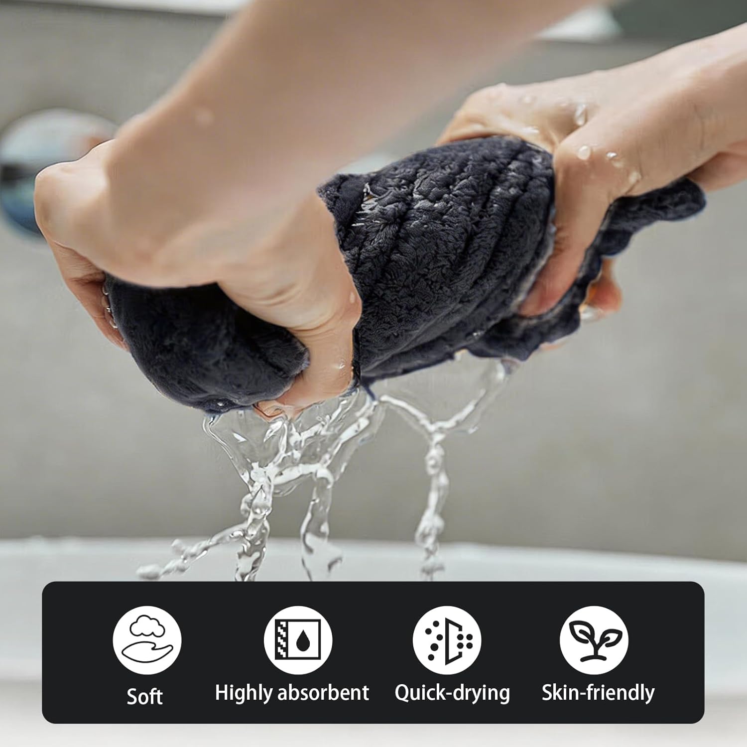 Premium Hand Towels Set, 5 Pack, 12" x 27", 100% Cotton, Ultra Soft and Highly Absorbent for Gym, Bathroom, Shower, Hotel, and Spa - Blue Gray