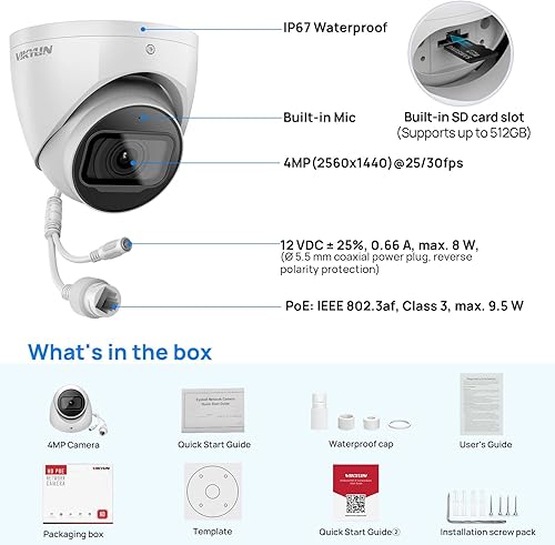 Miniatura 8 de VIKYLIN Cámara IP PoE de 4MP Starlight