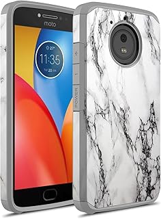 Funda compatible con Motorola Moto E4 Plus, doble capa a prueba de golpes, funda rígida para Motorola Moto E4 Plus (mármol blanco)