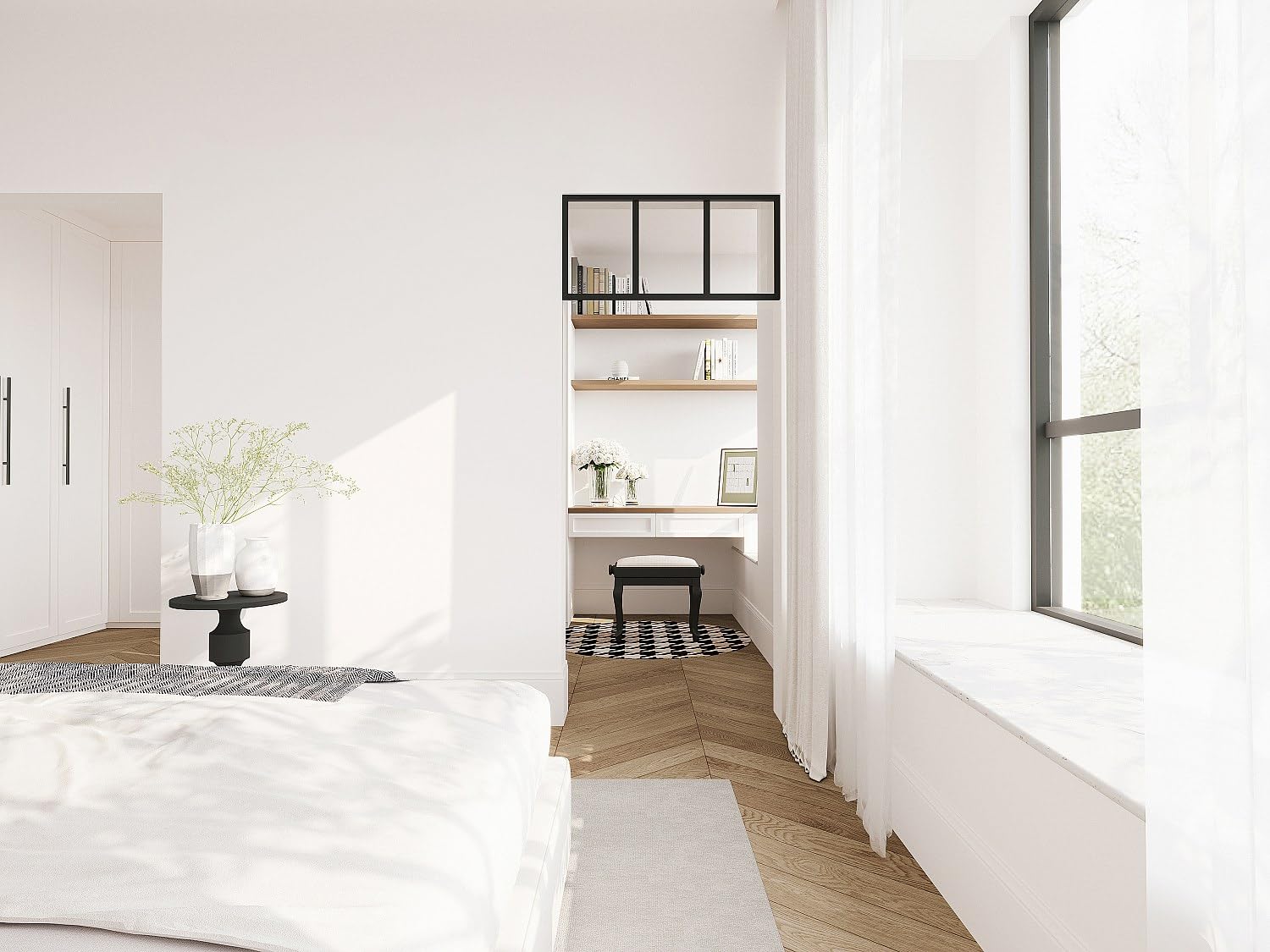 Vente-unique - Imposte Atelier en Aluminium thermolaqué - L83 x H40 cm - Noir - Bayview