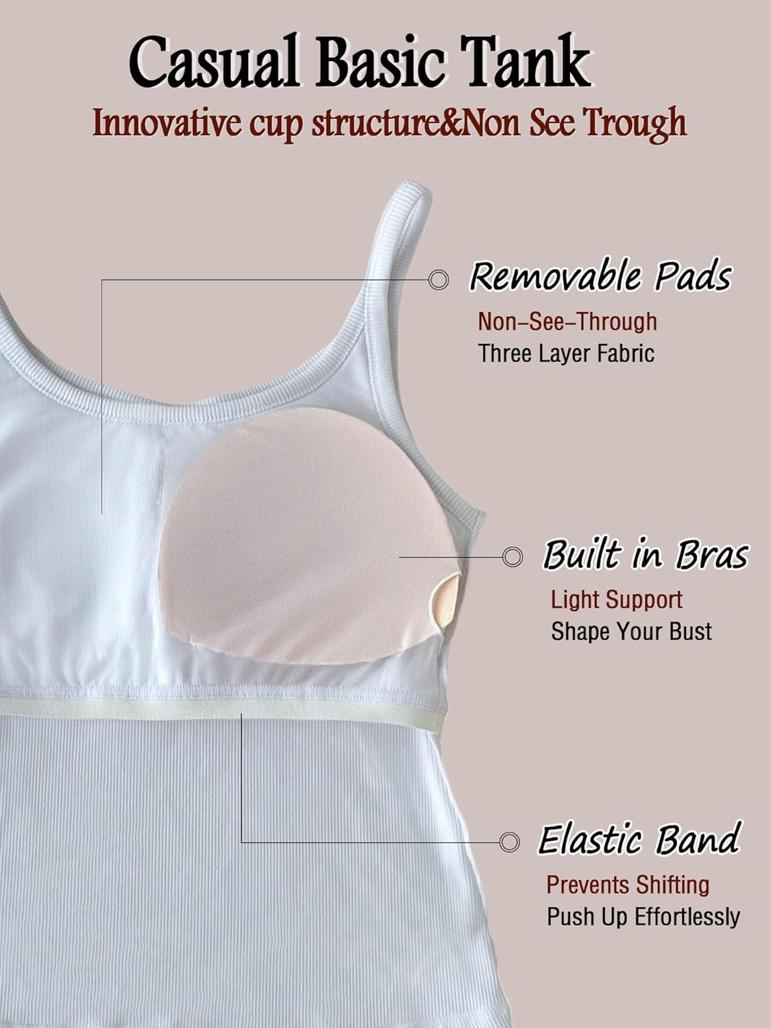 Danysu Women's Tank Tops with Bulit in Bras Scoop Neck Ribbed Fitted Knit Crop Halter Tops Spaghetti Strap Camisole - Image 4