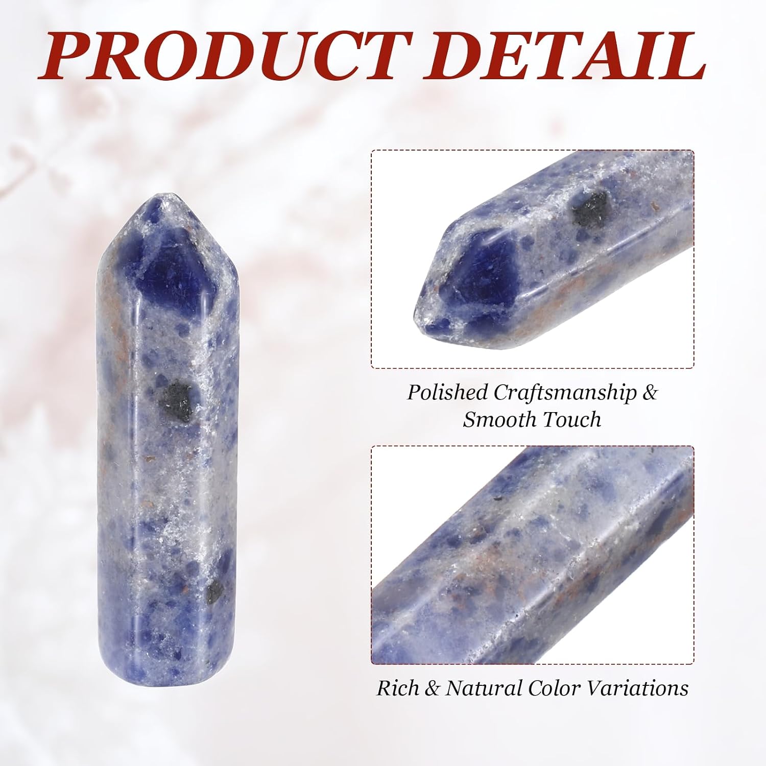 MECCANIXITY Crystals Wands Blue Dot Stone Hexagonal Faceted Single Points Towers Pocket Polished Stone Bulk for Energy Chakra Meditation Crystal Healing, 33 x 8mm (Blue),10Pcs