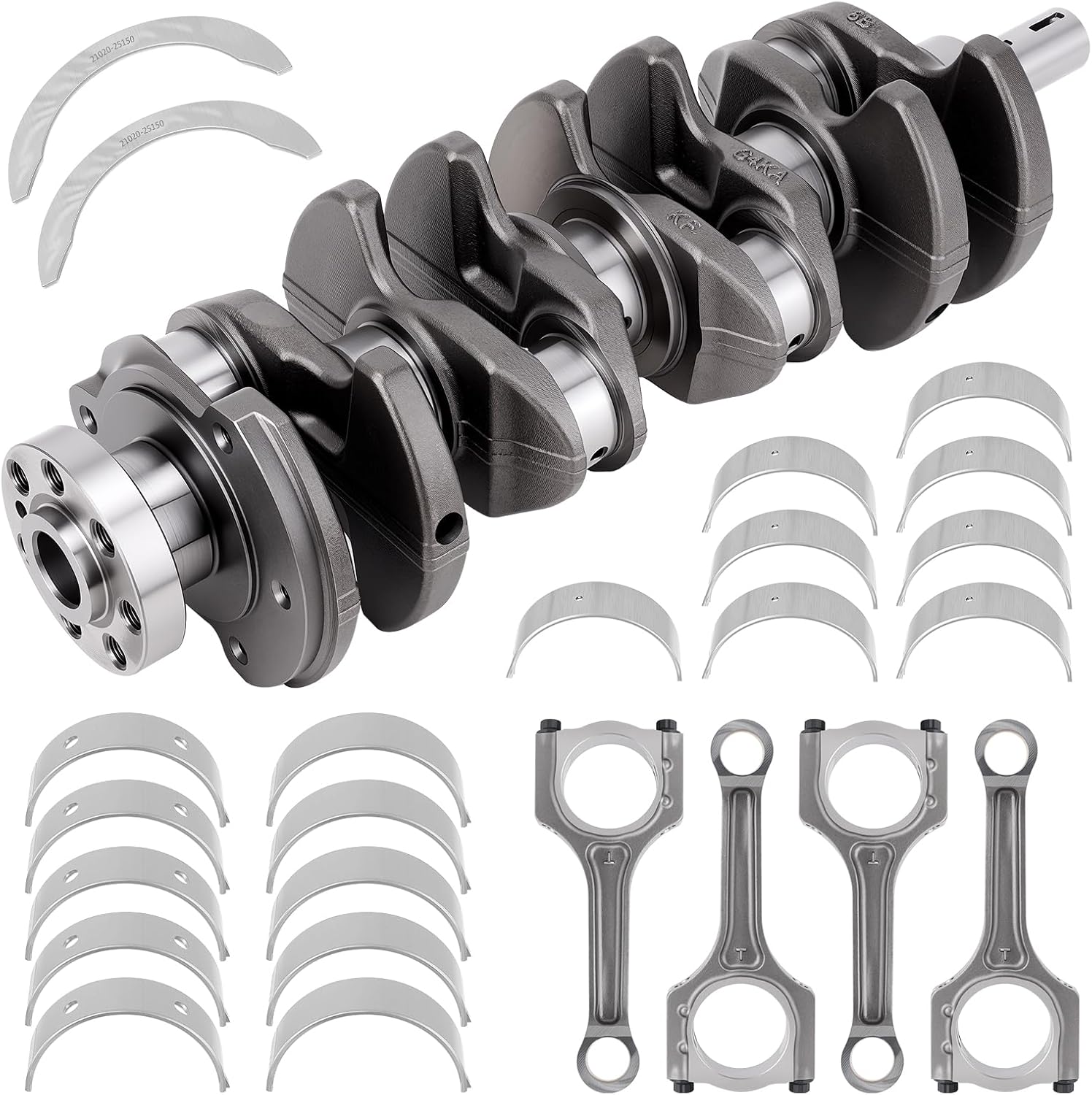 2.0T G4KF Crankshaft with Connecting Rods Bearings Compatible with Kia Optima Sportage 2013-2015, Hyundai Genesis Coupe 2012-2016 Santa Fe Sport 2013-2015 Sonata 2009-2014 OE# 23111-2G400 23510-2G440
