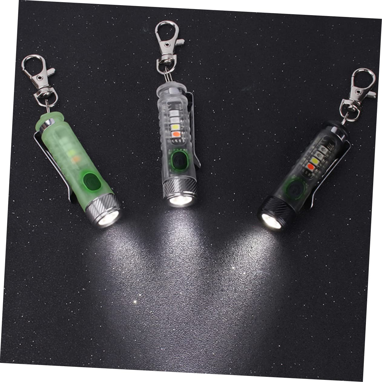 INOOMP 2pezzi Mini Torcia Led Ricaricabile Portachiavi Con Modalità Di Illuminazione Luce Regolabile Per Campeggio e Emergenze Design Compatto e Pratico Trasparente
