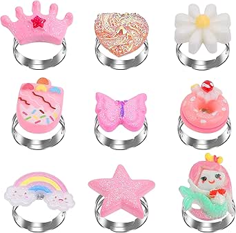 Bagues Réglables TOZBLEU Lot De 20 Bagues Fille Réglables - Bijoux Princesse Enfant Pour Fêtes Et Cadeaux Bague Enfant Fille 10 Ans