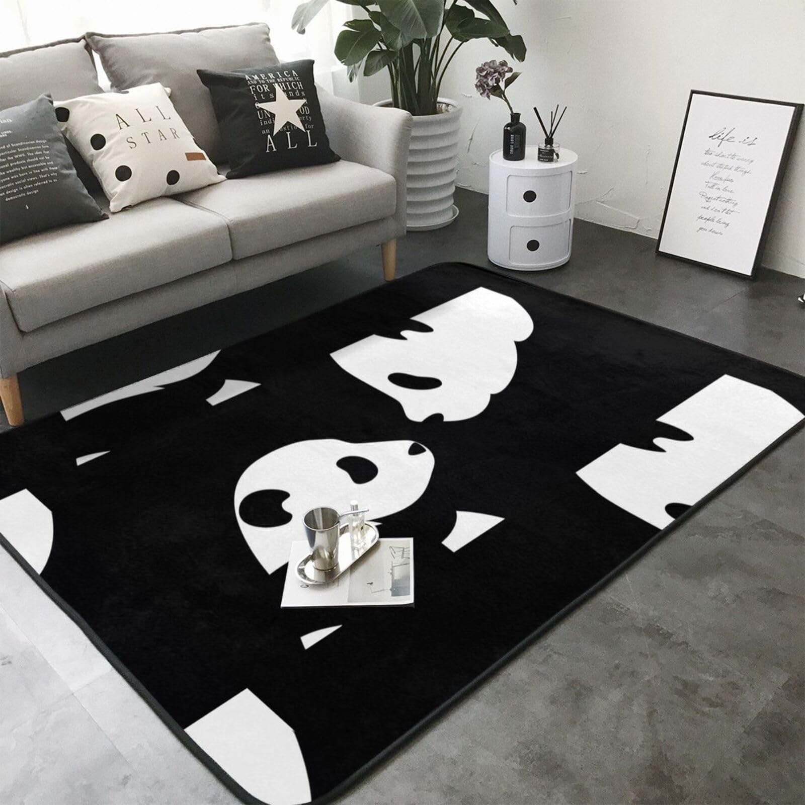 Panda Zwierzę Gryzak Antypoślizgowa Chłonna Mata Podłogowa 203x148 cm, Do Dekoracji Domu Parapetówka Nowy Dom Prezent